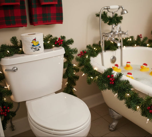 Duck The Halls Santa Duck Embroidered Toilet Paper cover