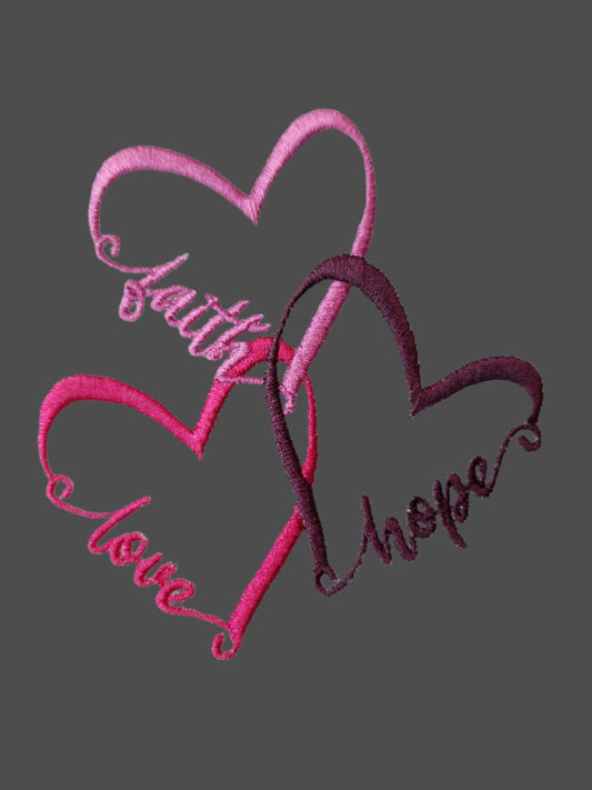 Faith Love Hope Hearts Custom Embroidery T shirt