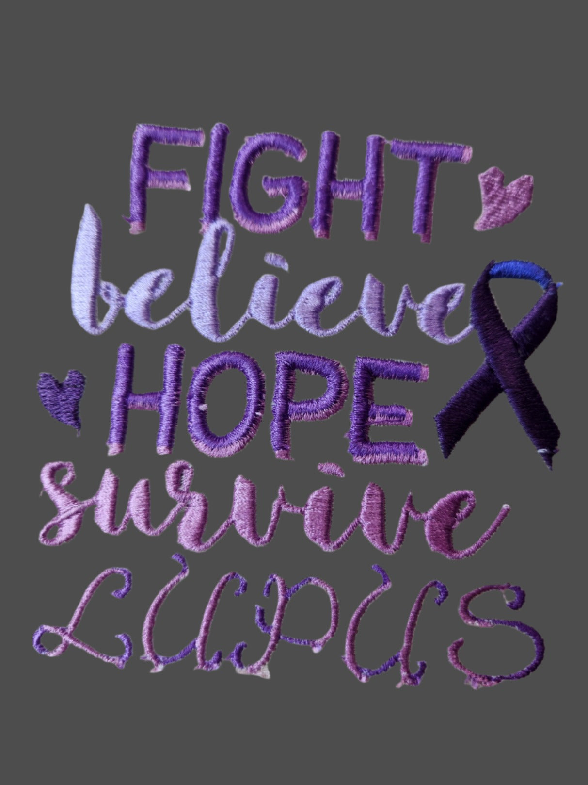 Fight Believe Hope Survive- Chronic Illness awareness Custom Embroidered T Shirt