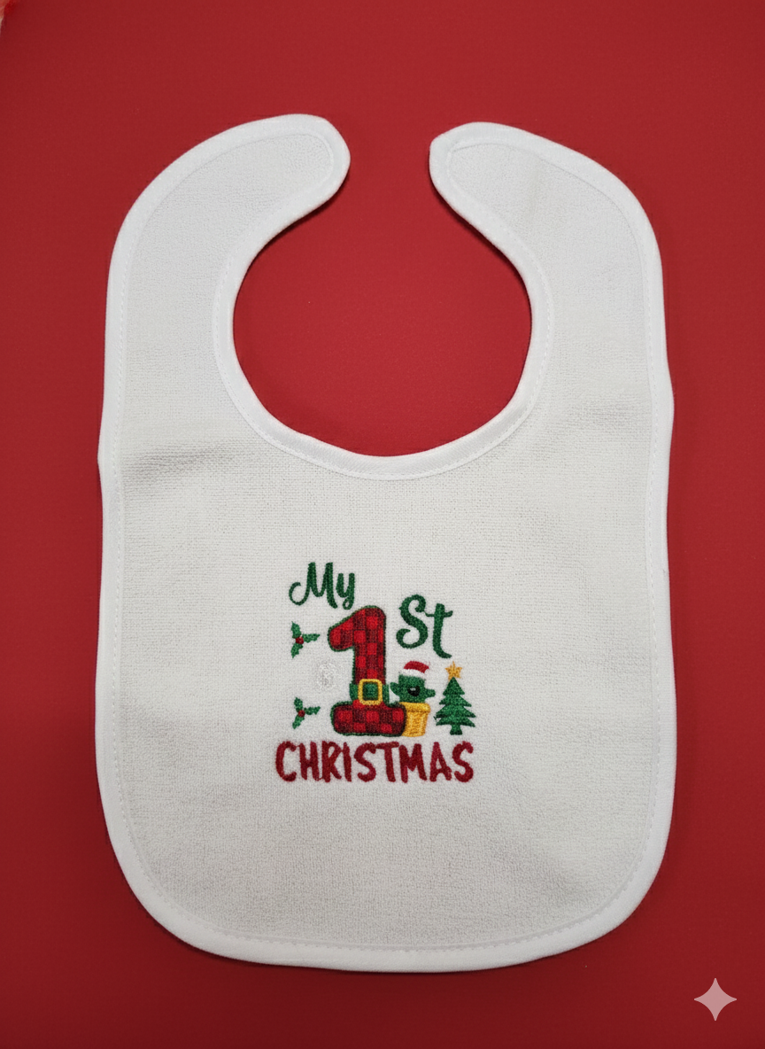 Embroidered My First Christmas with Festive Cactus- 3+ Months