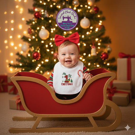 Embroidered My First Christmas with Festive Cactus- 3+ Months