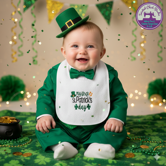 Embroidered My First St Patrick's Day Bib - 3+ Months