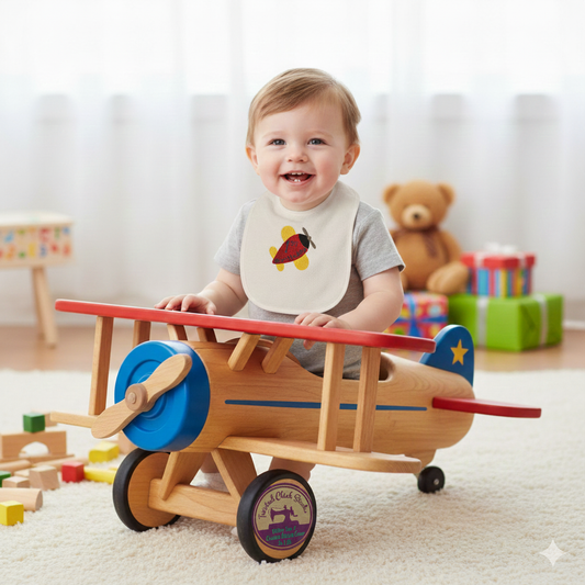 Embroidered My First Birthday Bib- Airplane
