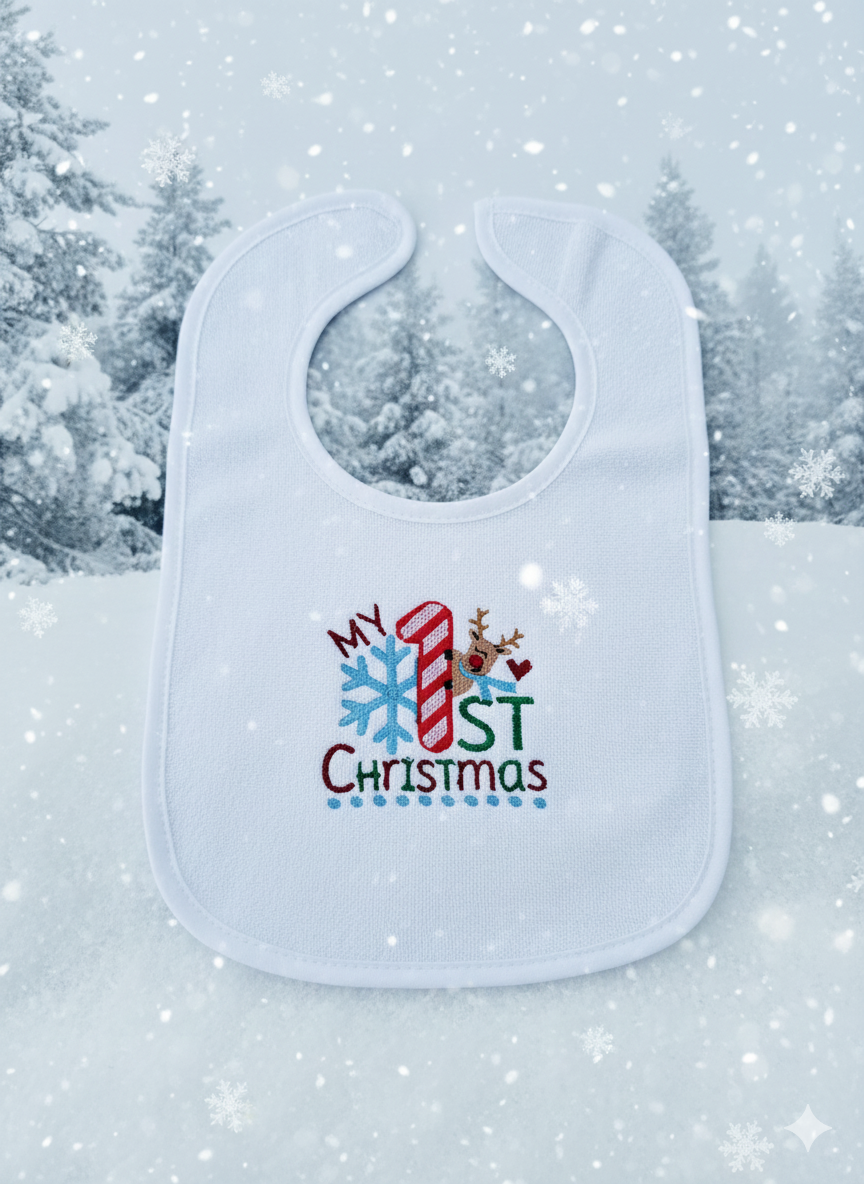 Embroidered My First Christmas with Peeking Deer - 3+ Months