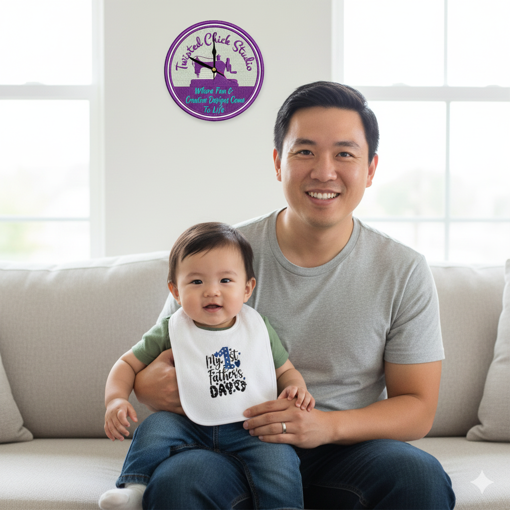 Embroidered My First Fathers Day bib-Blue and Black
