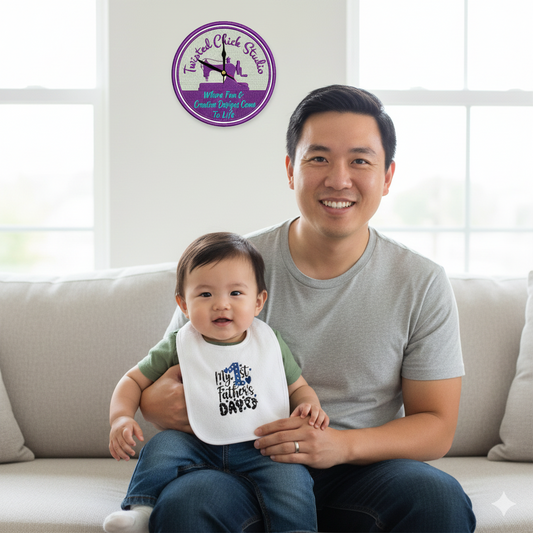 Embroidered My First Fathers Day bib-Blue and Black