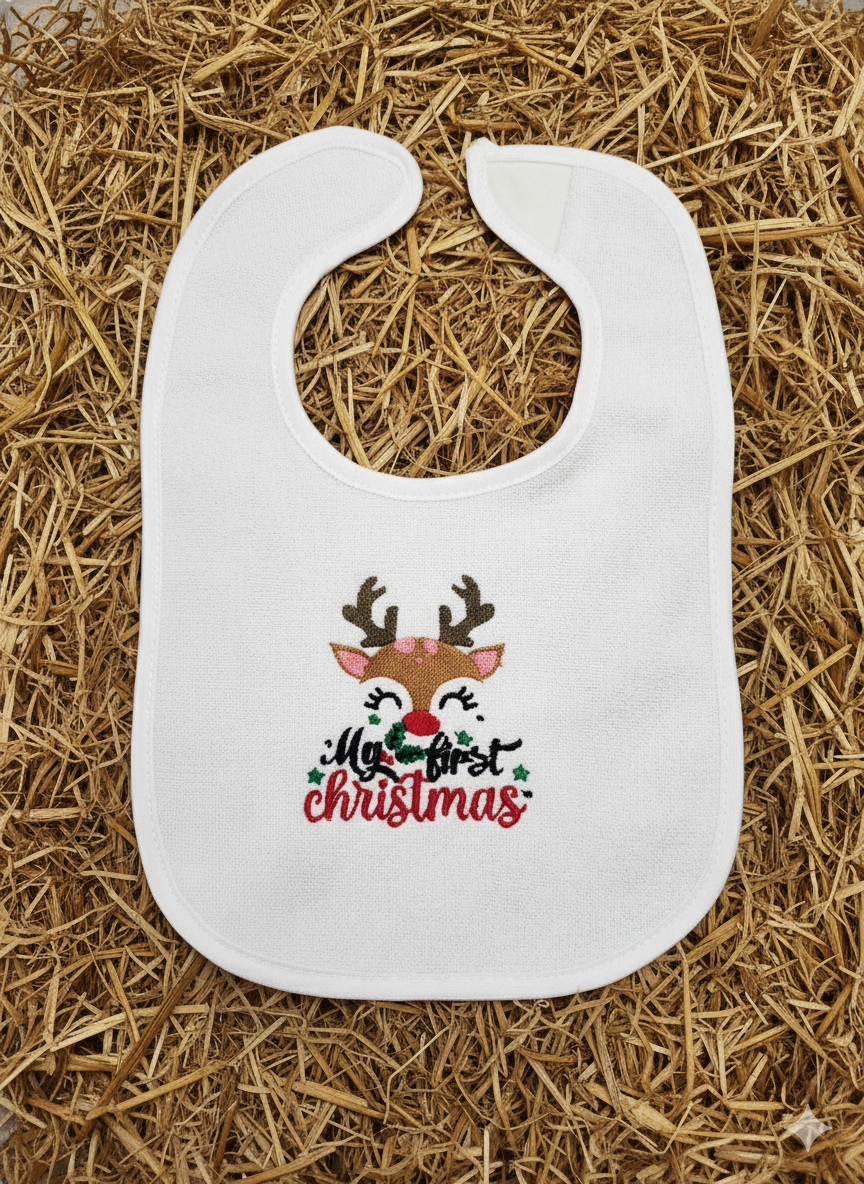 Embroidered My First Christmas with Festive Deer - 3+ Months