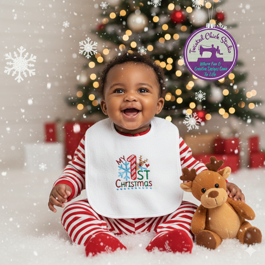 Embroidered My First Christmas with Peeking Deer - 3+ Months