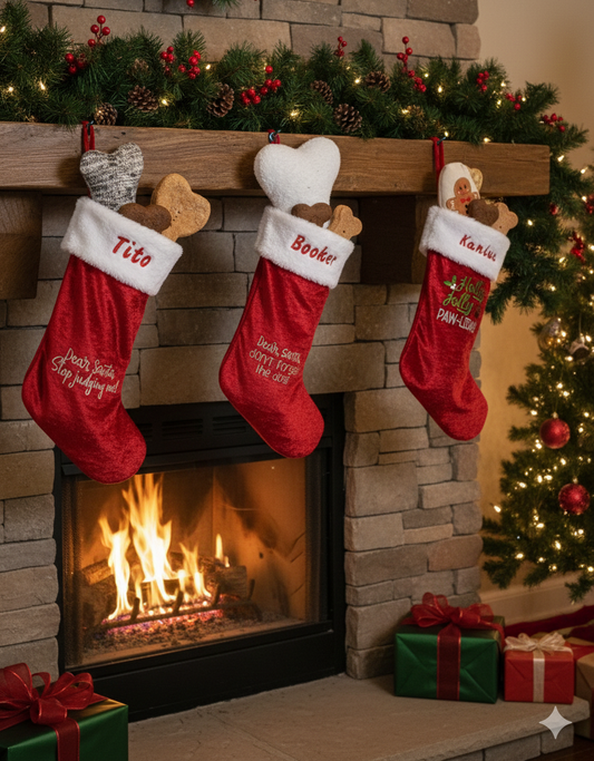 Christmas Pet Stockings with Custom Name embroidered
