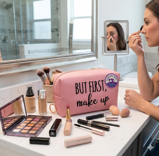 But First, Make up- Pink Make Up Bag
