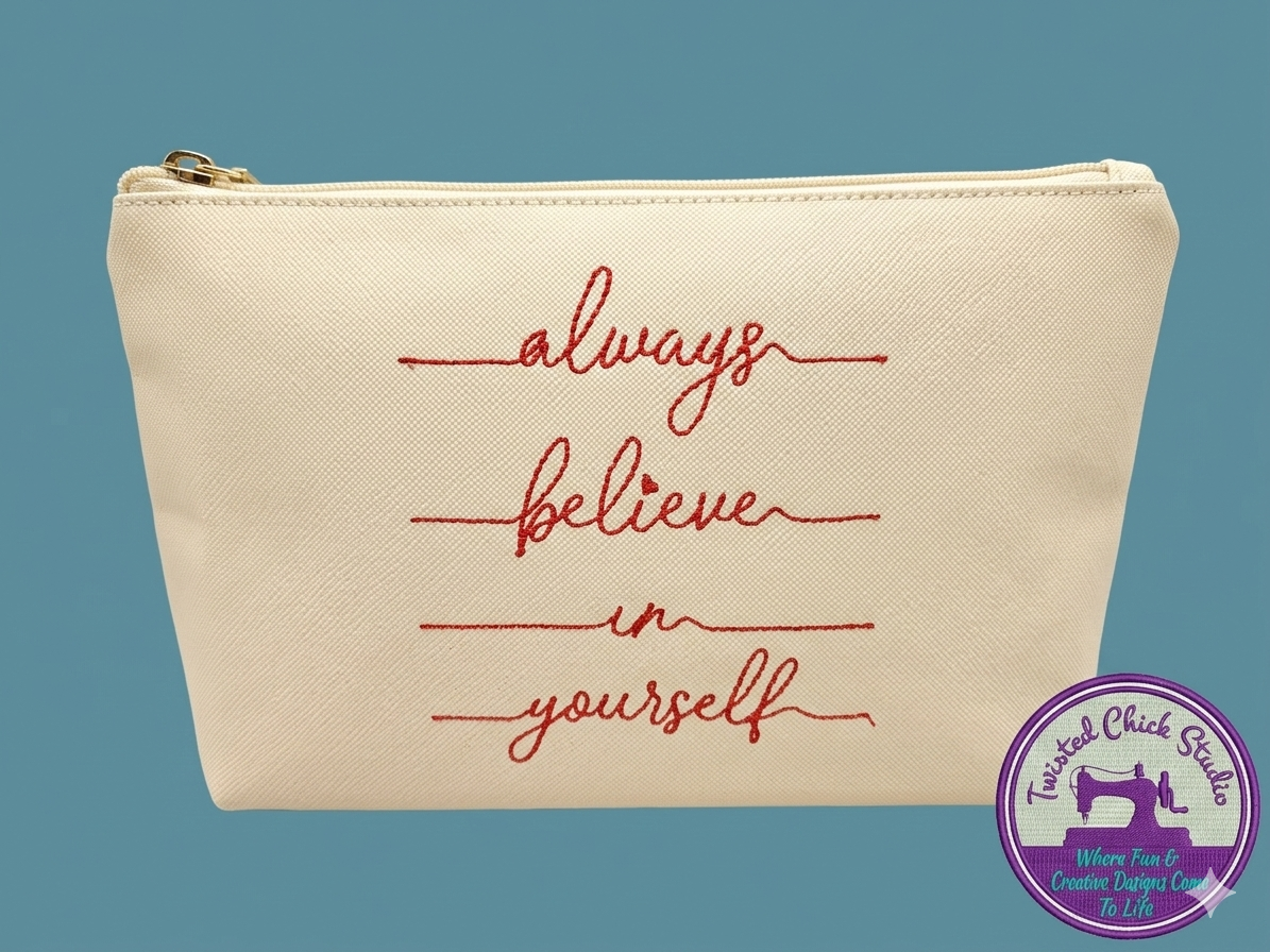 Small Always Believe in Yourself Embroidered Cosmetic bag-