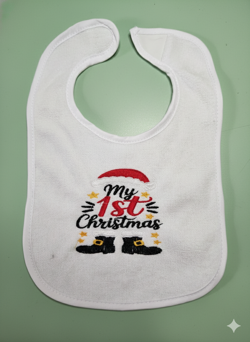 Embroidered My First Christmas with Santa Hat and Boots - 3+ Months