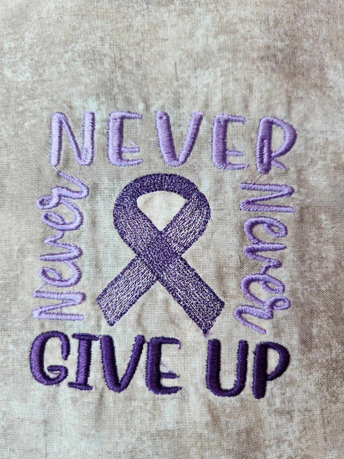 Never give up Illness Support Ribbon- Custom embroidered T shirt