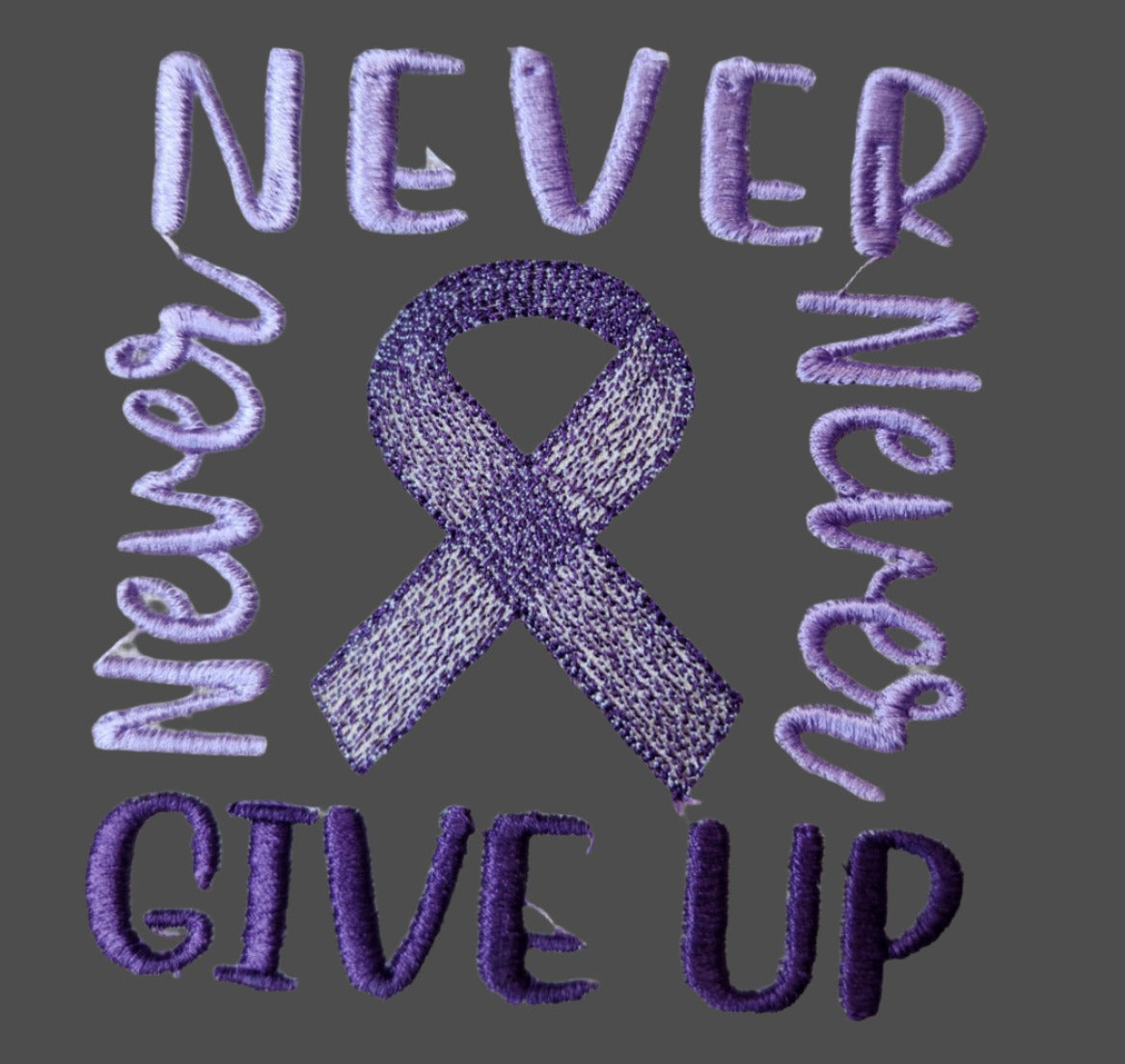 Never give up Illness Support Ribbon- Custom embroidered T shirt