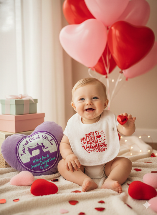 Embroidered My First Valentines Day Bib- Infant size