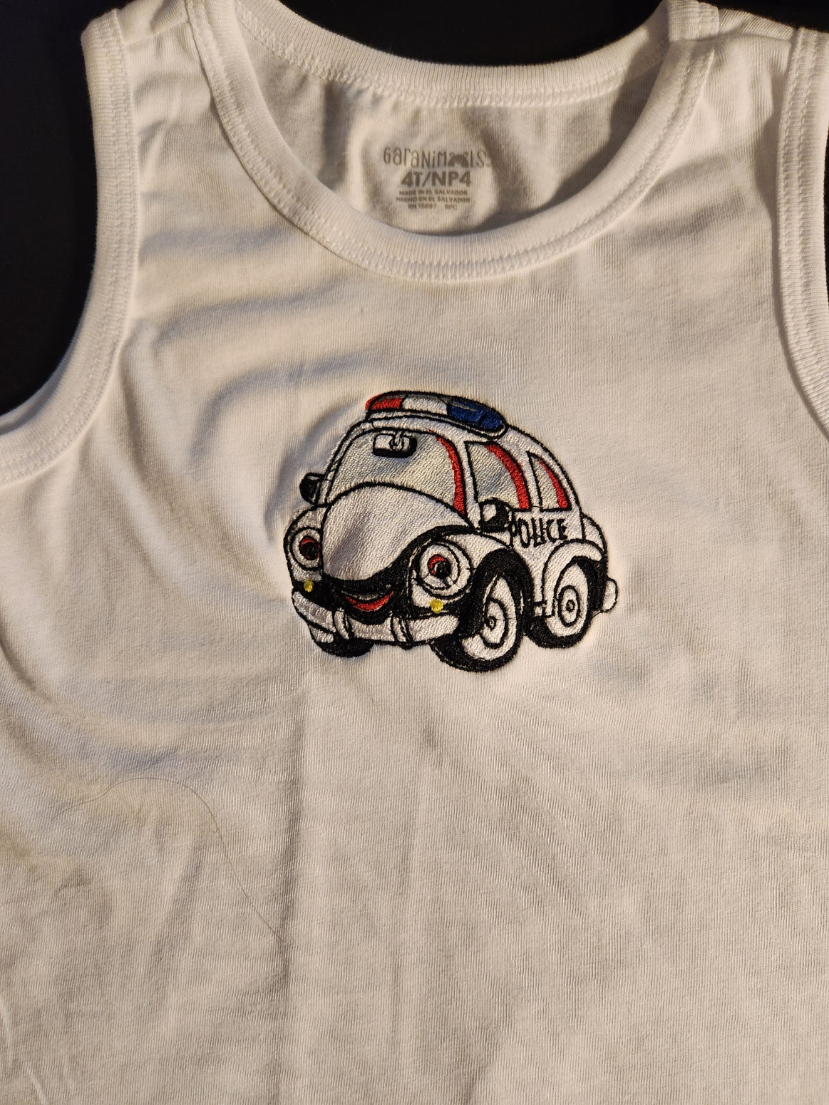 4T Embroidered Police Car Tank Top