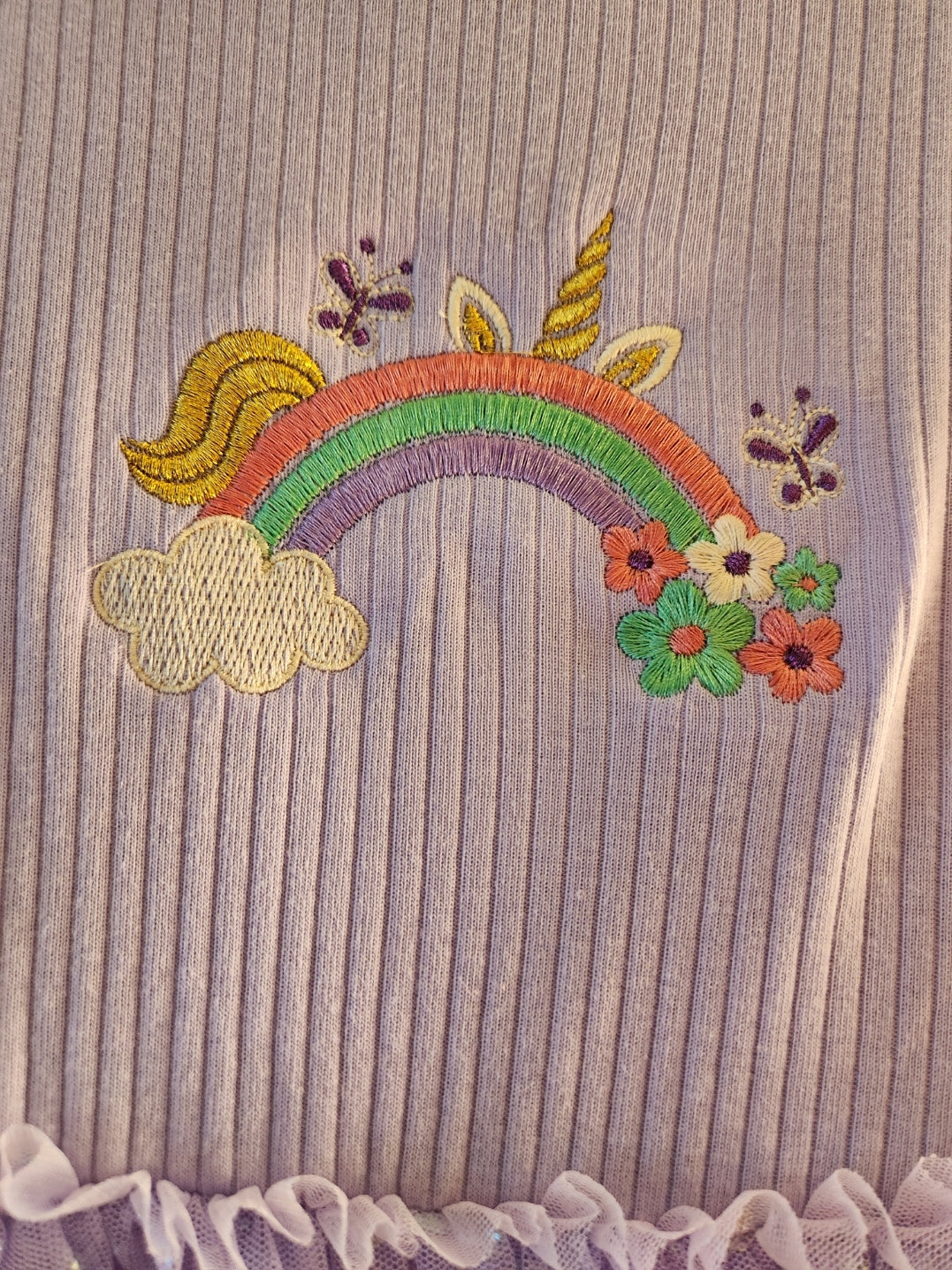 Light Purple Girls Dress with Rainbow unicorn