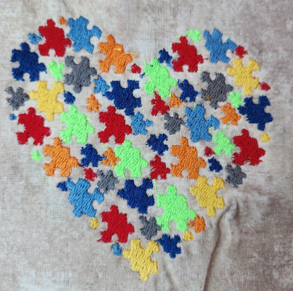 Autism Awareness Puzzle Pieces Heart Custom Embroidered T Shirt