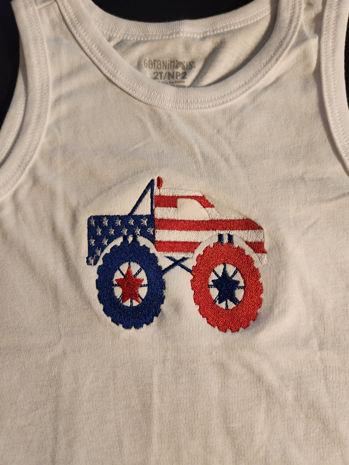 Red White and Blue Monster truck Toddler Tank Top T Shirt