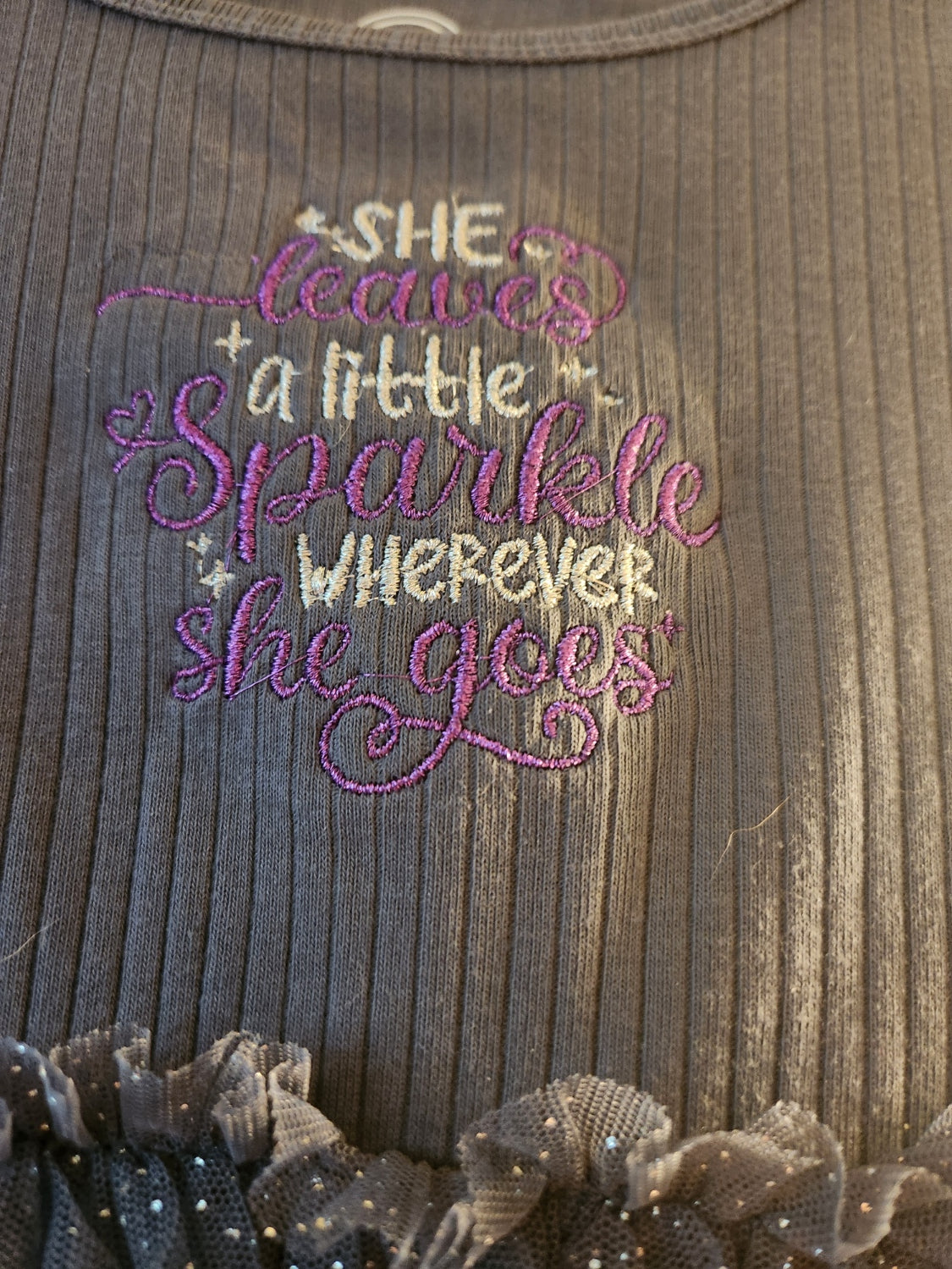 "She Leaves a little Sparkle....." Dark Grey dress- Girls Size 4-6