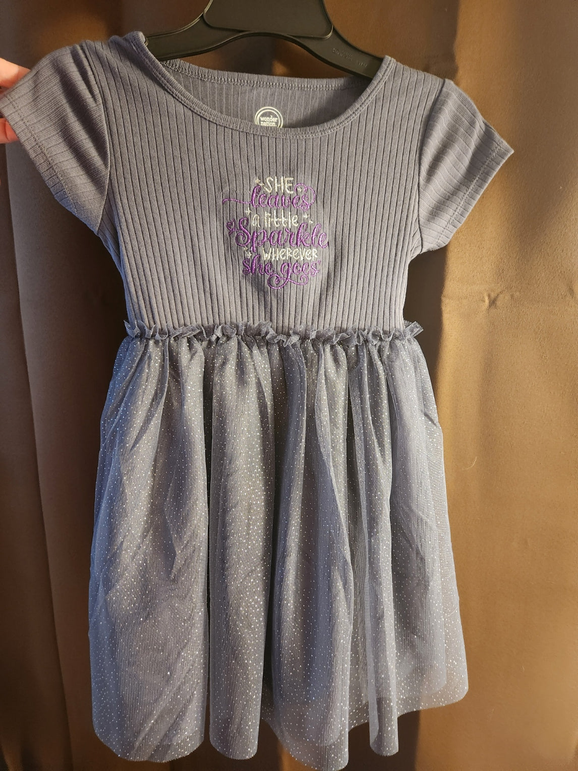 "She Leaves a little Sparkle....." Dark Grey dress- Girls Size 4-6