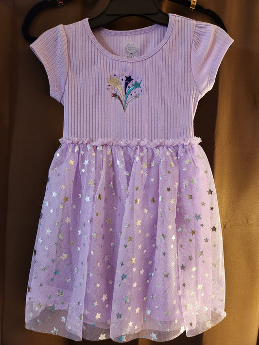 Girls Light Purple with Shimmering Stars  Dress