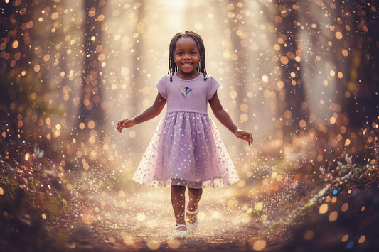 Girls Light Purple with Shimmering Stars  Dress