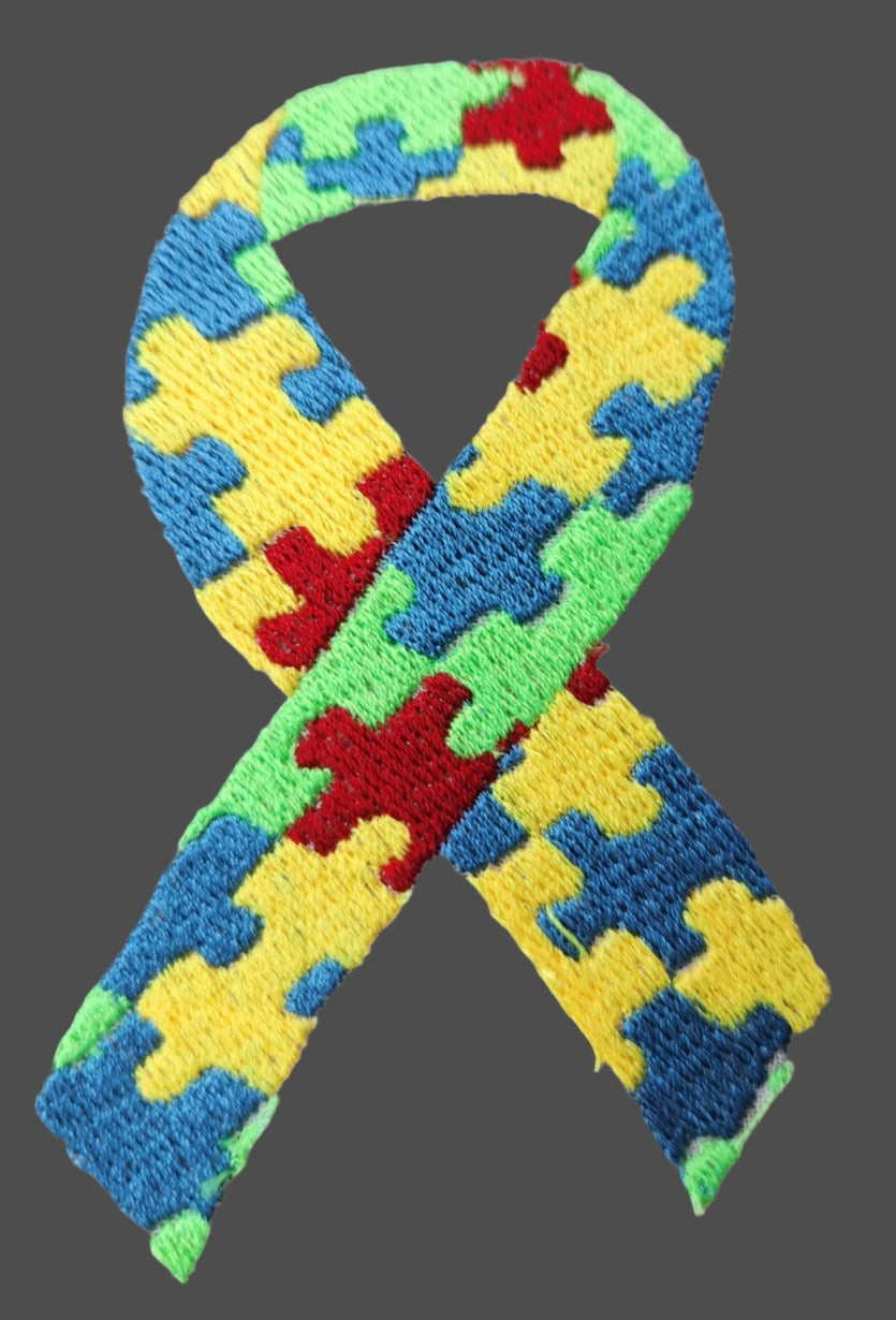 Autism Awareness ribbon. Custom Embroidered T shirt