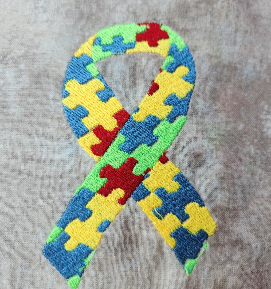 Autism Awareness ribbon. Custom Embroidered T shirt