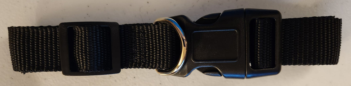Black - Custom Embroidered Nylon Dog Collar- Medium