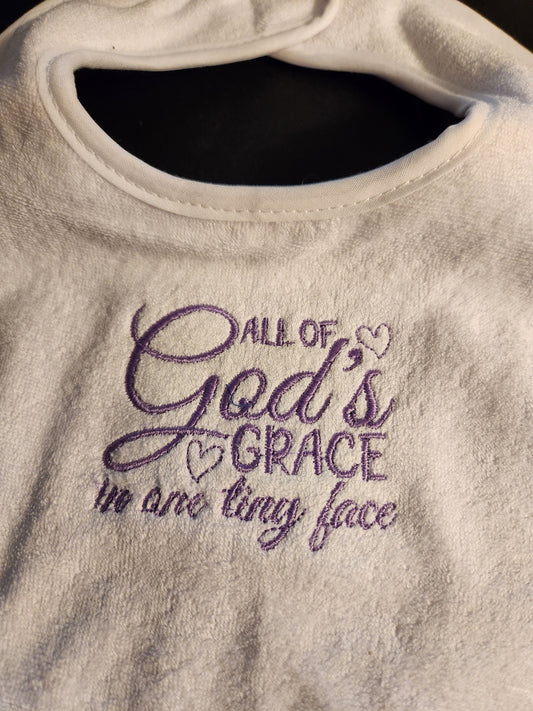 Embroidered Bib "All Gods Grace...."