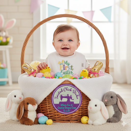Embroidered My First Easter Bib Pastel colors Infant Size