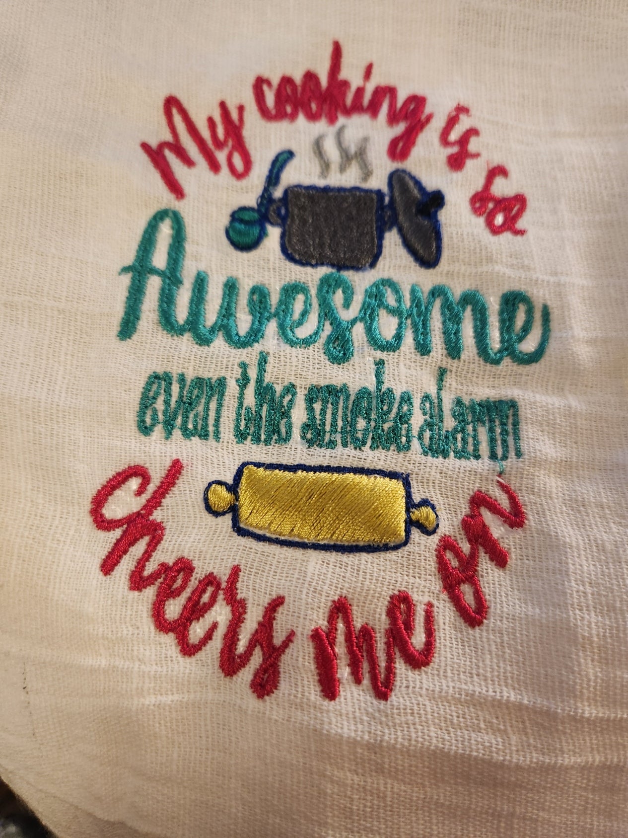 "Cooking is....." Embroidered Kitchen towel