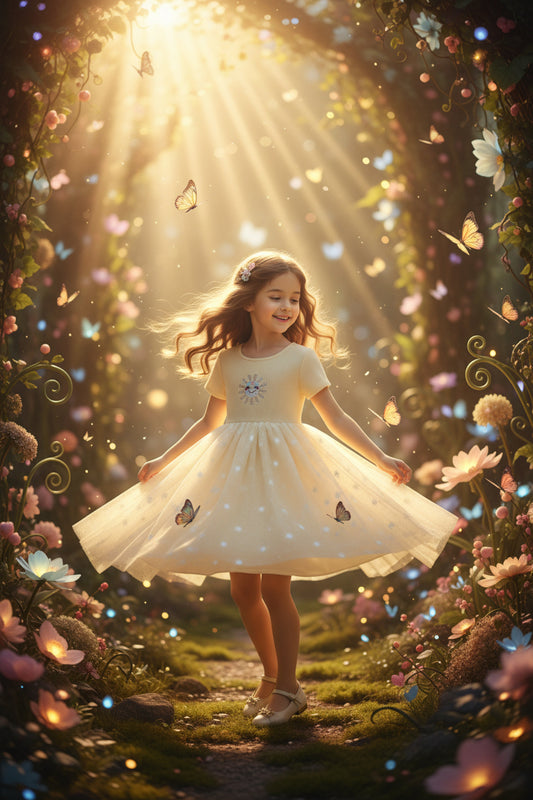 Girls Yellow Smiling Sunshine Dress