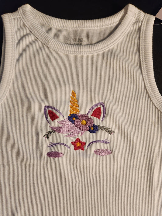 Embroidered Unicorn Tank Top- 5T